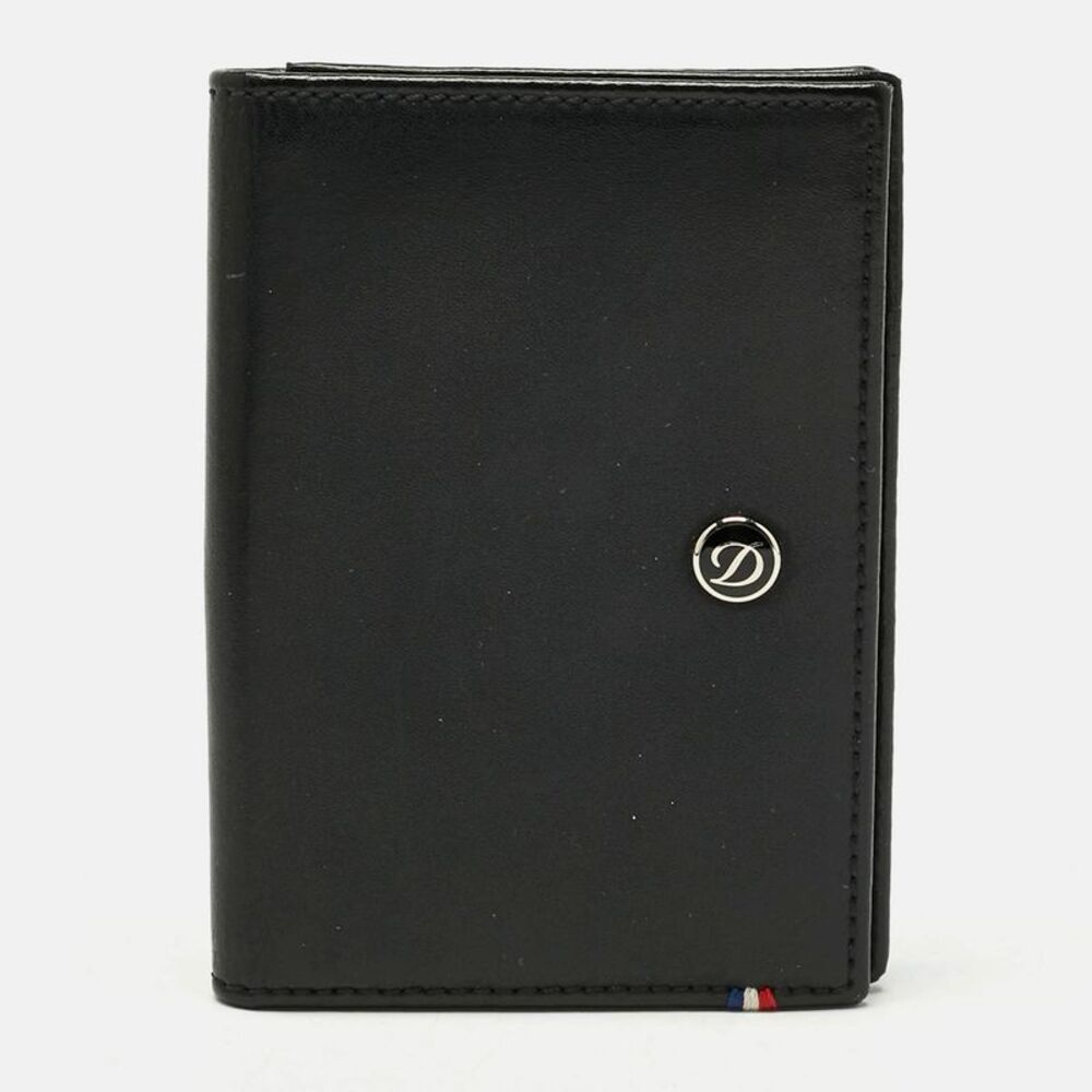 S.t. Dupont Black Leather Flap Card Case